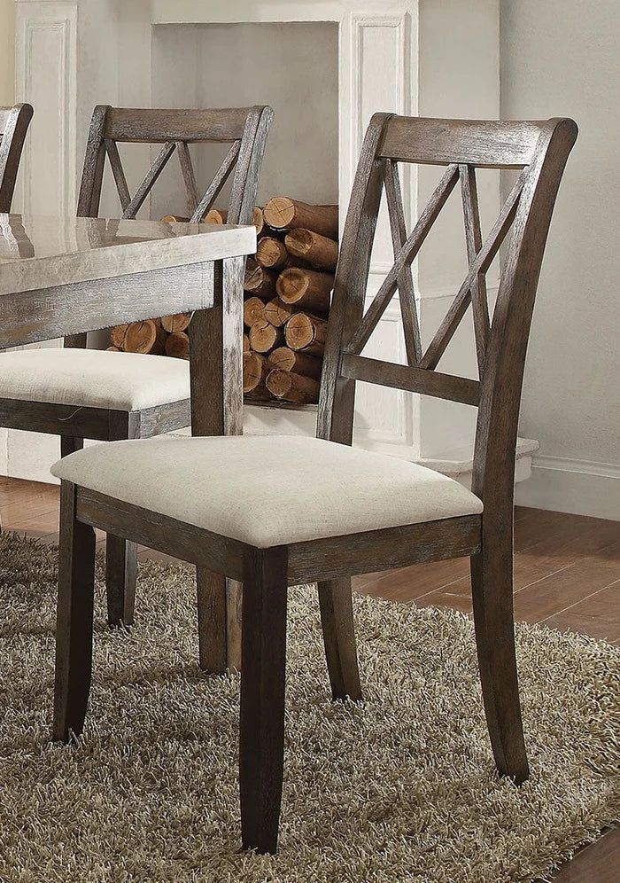 Acme Furniture Claudia Side Chair in Beige and Brown (Set of 2) 71717