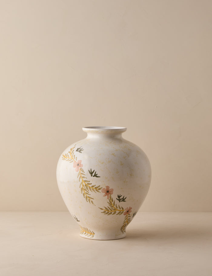#color::ivory | Bea floral motif ceramic vase by Heidi Caillier.