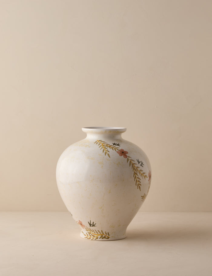 #color::ivory | Bea floral motif ceramic vase by Heidi Caillier.