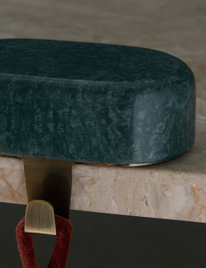 #color::green | Close up of the Bertram marble stocking holder