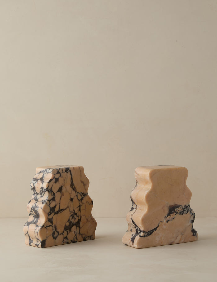#color::pink | Blithe sculptural marble bookends