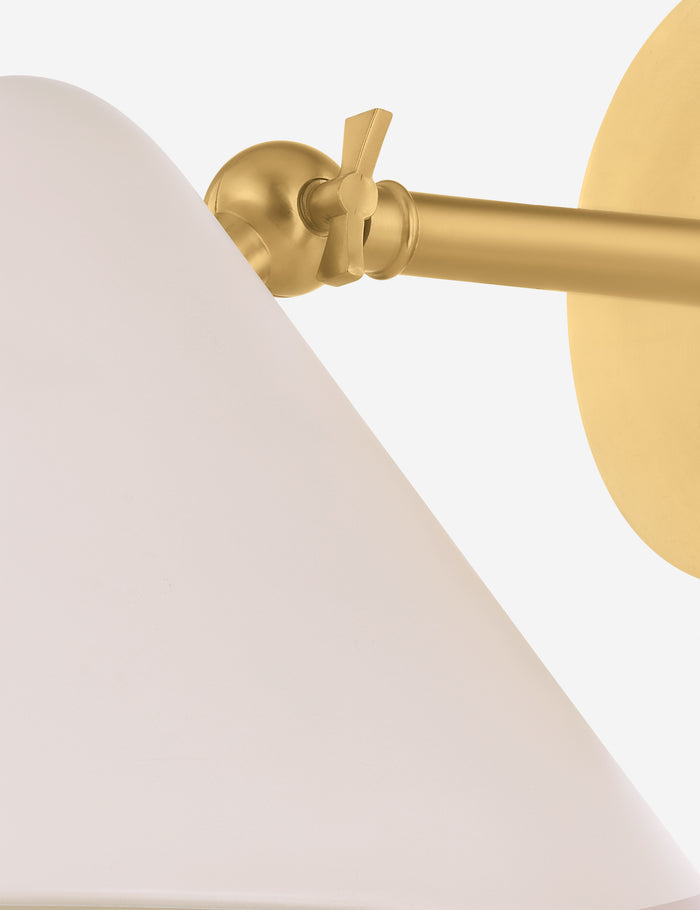 #color::antique-brass | Close up of the Citrine adjustable cone shade sconce