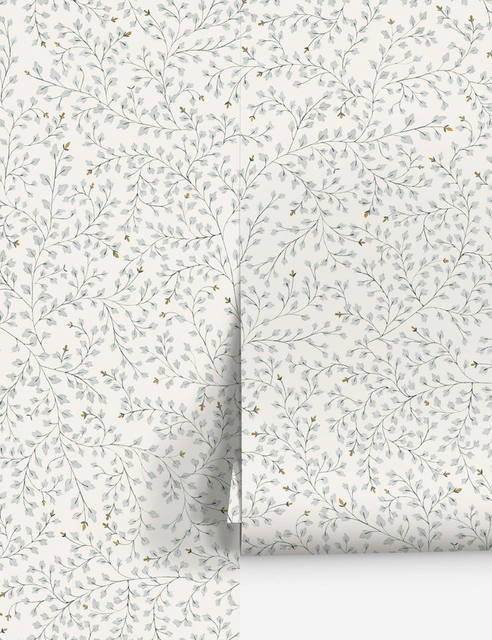 #color::blue | Dainty Leaves floral Wallpaper by Rylee + Cru