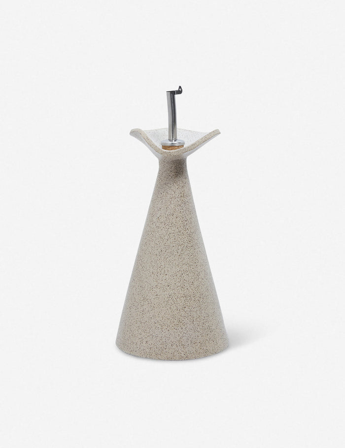 #color::sand | Flora speckled eggshell glazed oil cruet by SIN ceramics