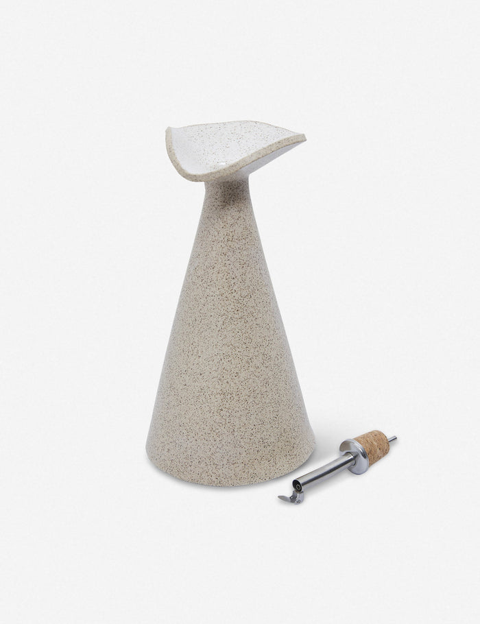 #color::sand | Flora speckled eggshell glazed oil cruet by SIN ceramics with the spout removed