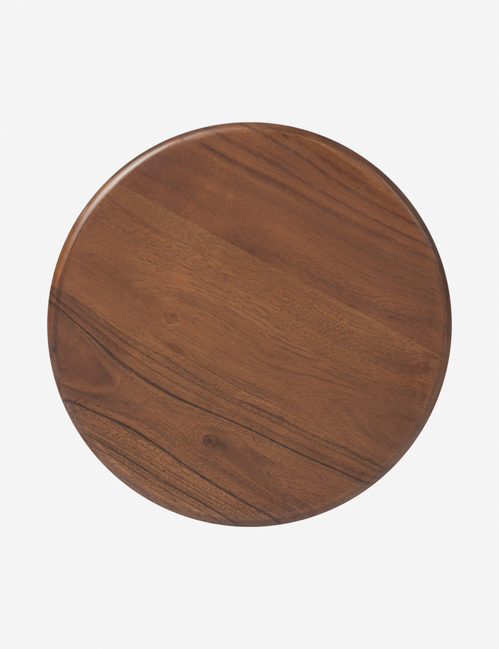 #color::brown | Overhead view of the Foxton beaded turned wood round drink side table