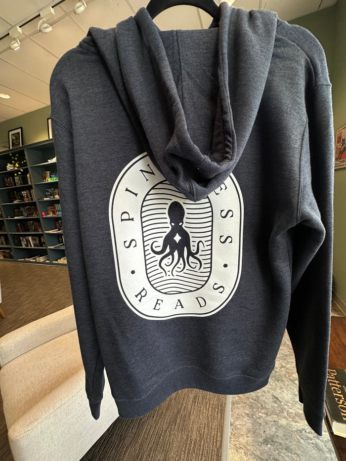 Hoodie - Heather Blue Spineless Reads Badged