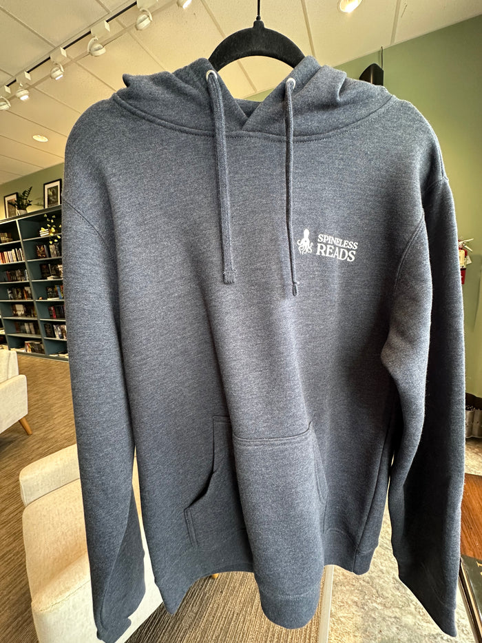 Hoodie - Heather Blue Spineless Reads Badged