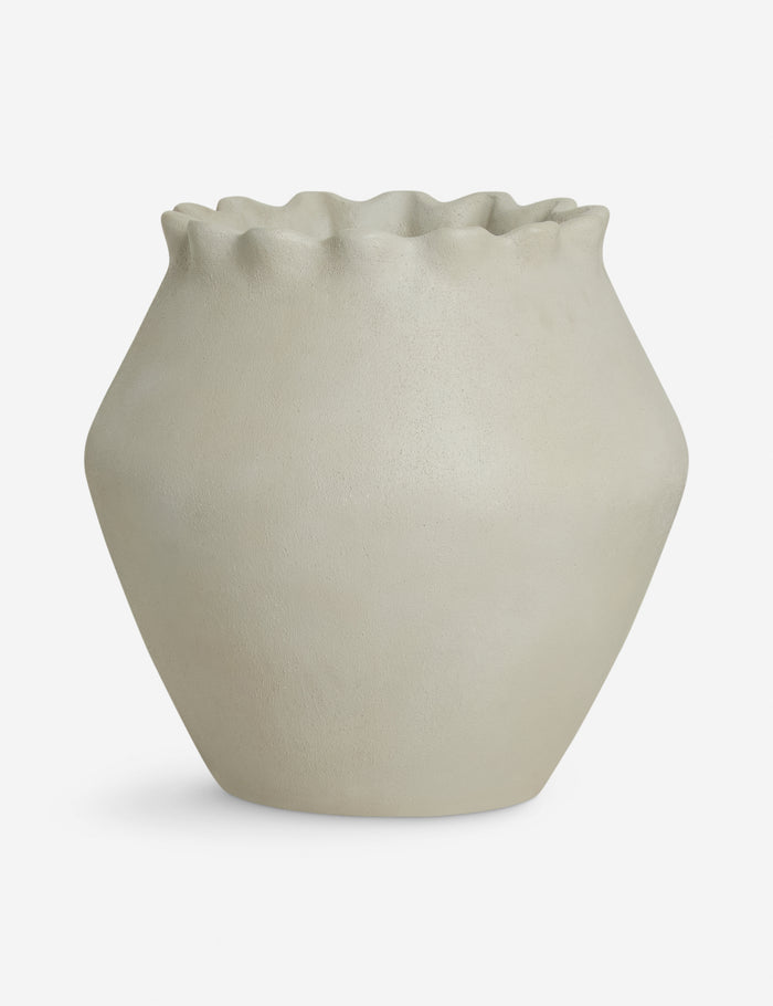 #color::white #size::large | Jaziel scalloped fiber cement outdoor planter