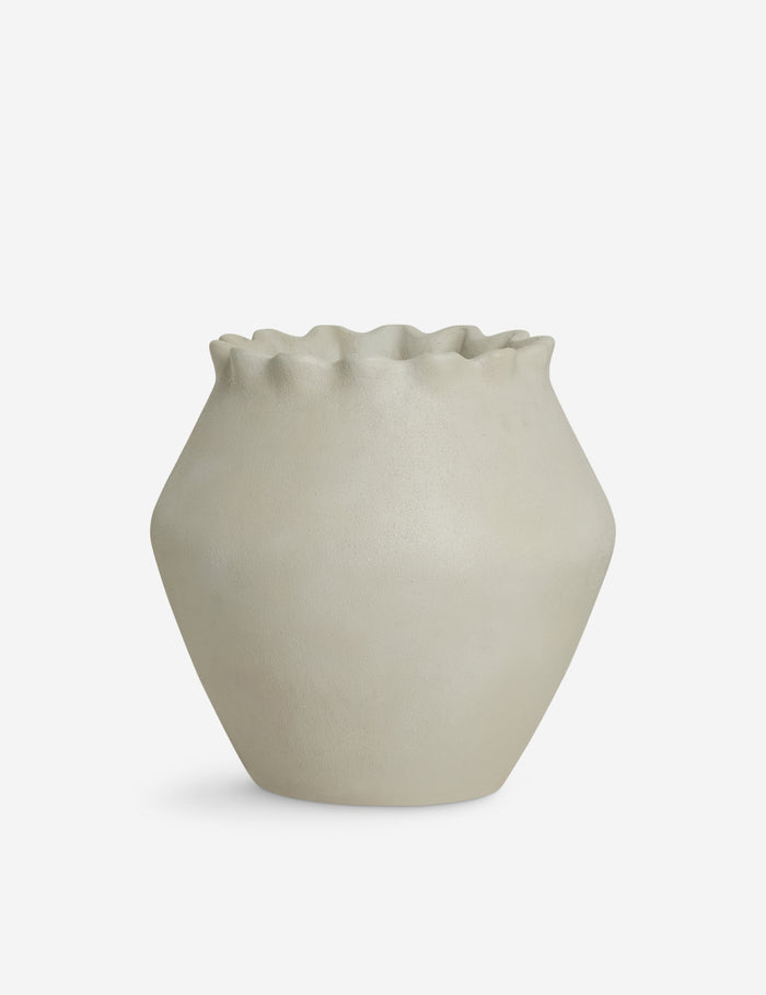 #color::white #size::small | Jaziel scalloped fiber cement outdoor planter