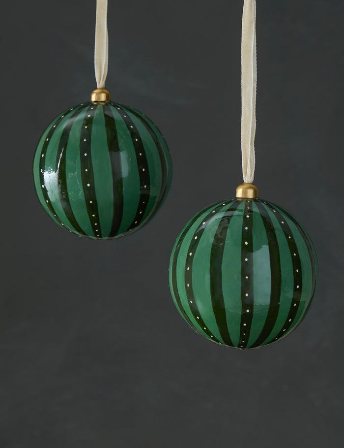 #style::green | Set of 2 Joelle paper mache ornaments