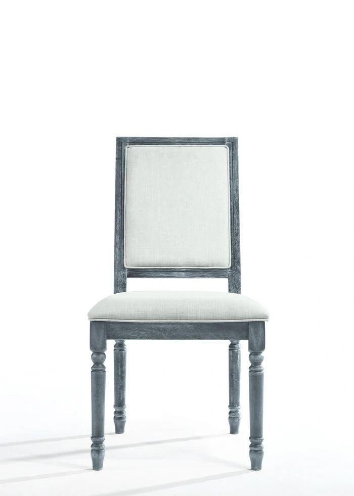 Leventis Cream Linen & Weathered Gray Side Chair