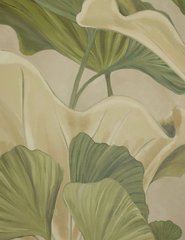#color::green | Close up view of the Lotus lush botanical wallpaper by Aimee Song