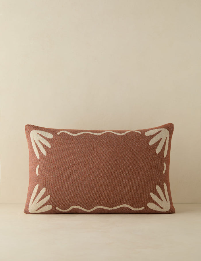 #color::rust #style::lumbar | Lovett minimalist border design indoor / outdoor pillow by Sarah Sherman Samuel