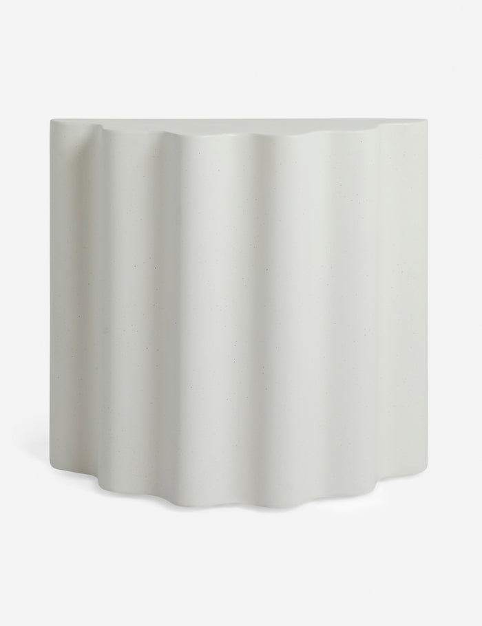 #color::ivory #size::tall | Lune half-moon, scalloped concrete side table