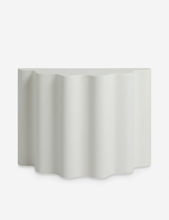 #color::ivory #size::short | Lune half-moon, scalloped concrete side table