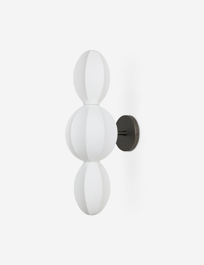 #color::dark-pewter | Angled view of the Luneth stacked lantern shade sconce by Aimee Song