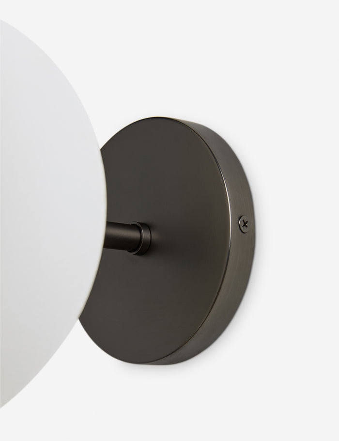 #color::dark-pewter | Close up of the backplate of the Luneth stacked lantern shade sconce by Aimee Song