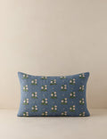 #color::denim #style::lumbar | Madelief embroidered floral lumbar pillow