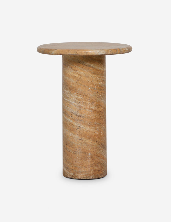 #color::Canyon-Faux-Travertine | Mona round stone drink table.