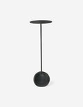 #color::black | Olinda slim, spherical base round drink table