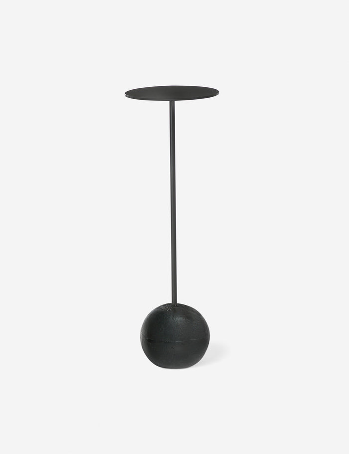 #color::black | Olinda slim, spherical base round drink table