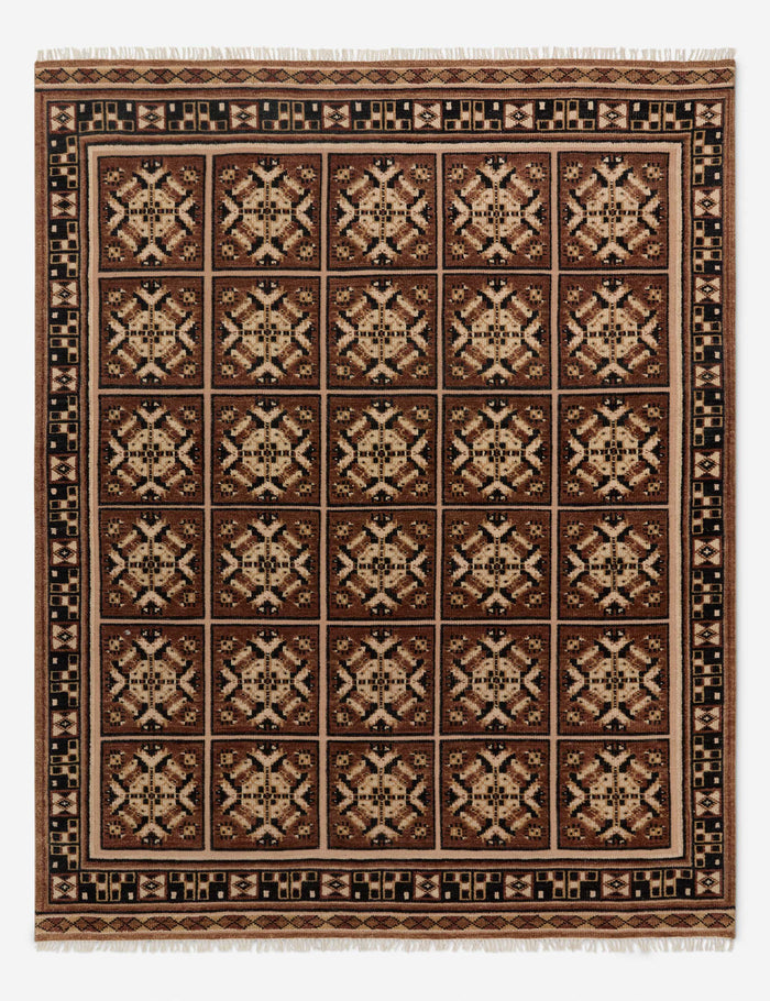 #color::taupe #size::2--x-3- #size::2-6--x-8--runner #size::3--x-5- #size::4--x-6- #size::5--x-8- #size::6--x-9- #size::8--x-10- #size::9--x-12- #size::10--x-14- #size::12--x-15- | The Ovidi heritage motif hand-knotted wool rug.