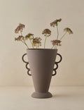 #color::cocoa #size::large | Panthea textural tapered loop handle ceramic vase by Aimee Song