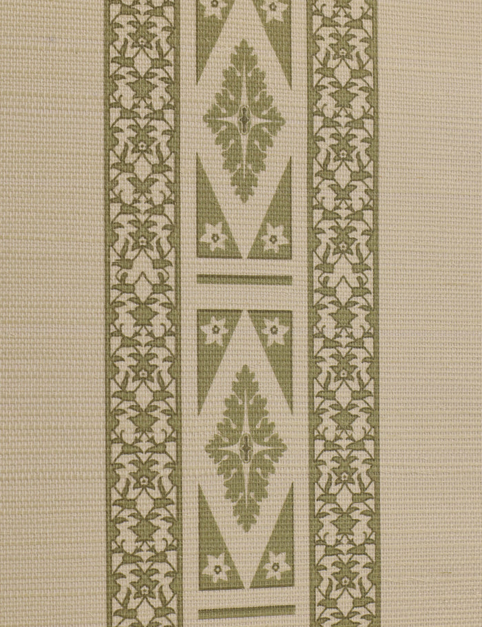 #color::ivy | Close up of the Paradiso grasscloth striped Wallpaper by Jake Arnold