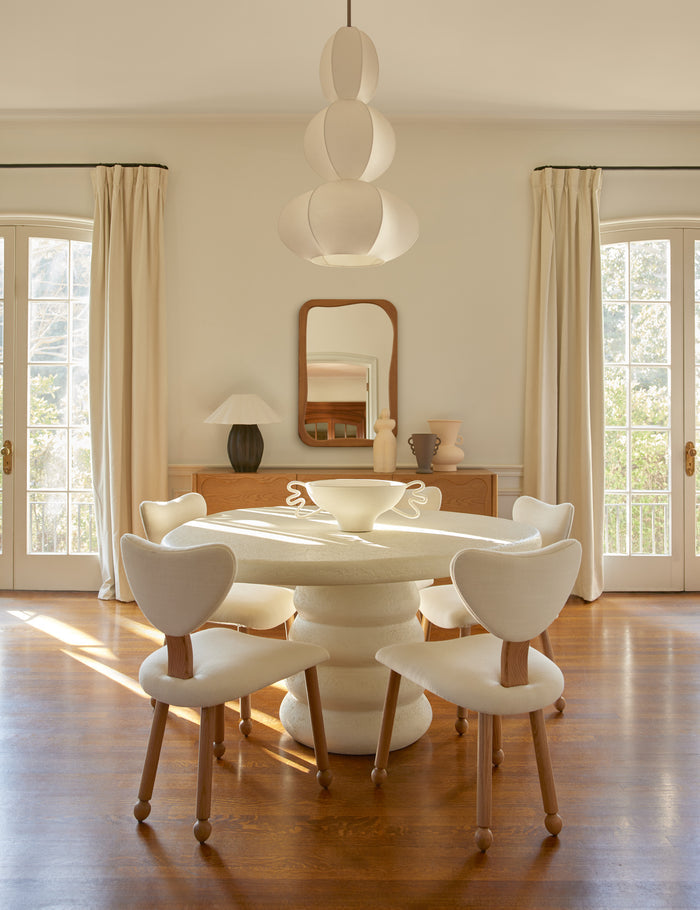 #style::still | Selenia modern textural figurine sculpture by Aimee Song styled on a sideboard in a dining room