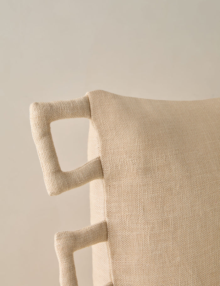 #color::light-natural | Close up of the Sofia modern linen throw pillow.
