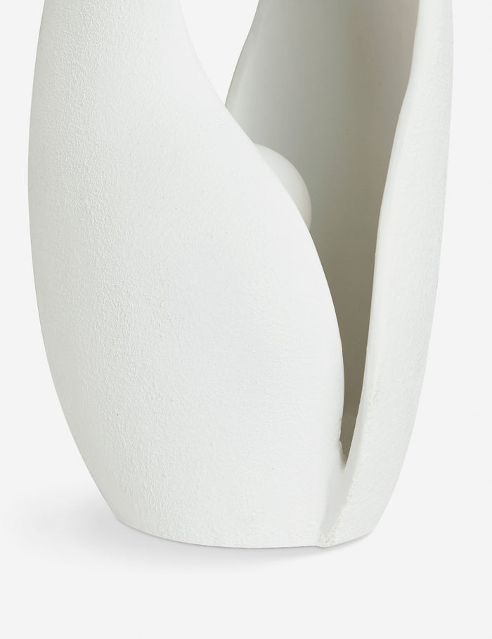| Close up of the Soft Petal matte white floral silhouette table lamp