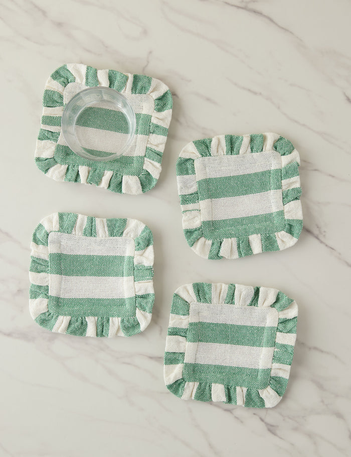 #color::green #style::cocktail-napkin--set-of-4 | Sunday striped cocktail napkins