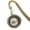 Victorian Bat Goth Halloween Bronze and Glass Bookmark