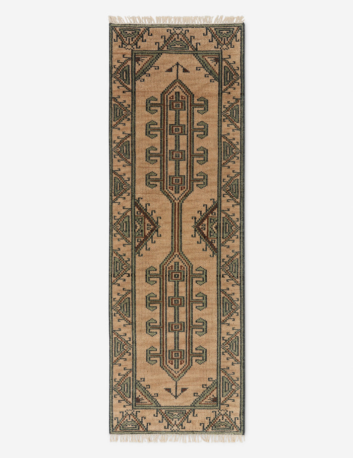 #color::taupe #size::2-6--x-8--runner | Vishal geometric motif hand-knotted wool runner rug.