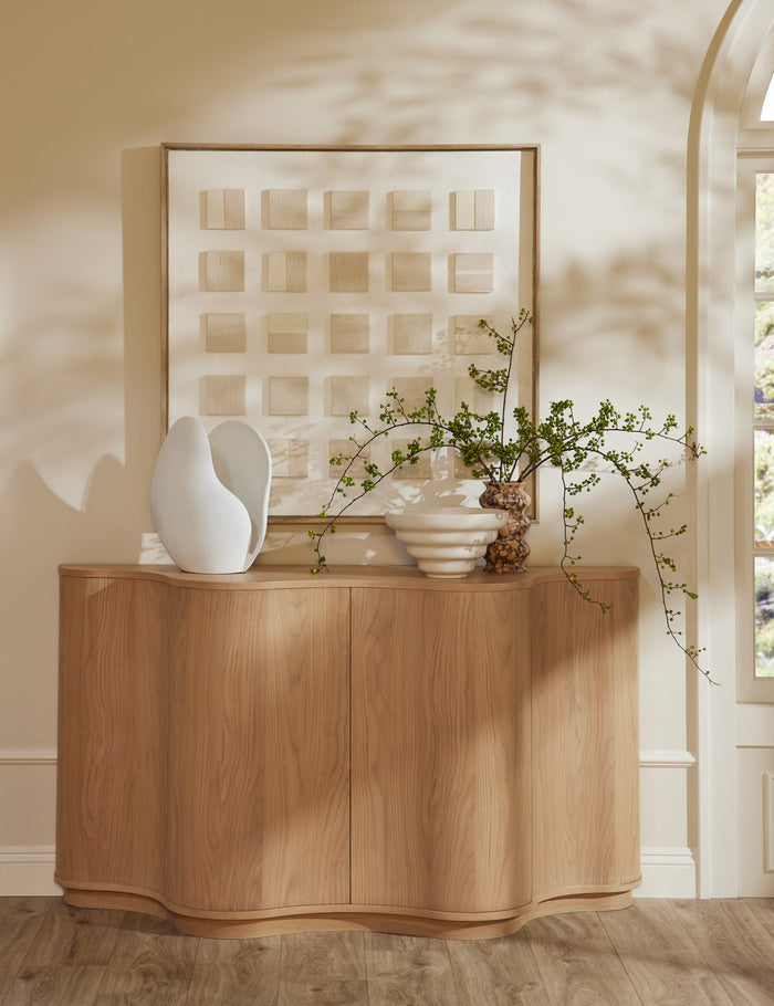 #color::purple-breccia | Zainab hand-carved marble vase styled on the Cora sideboard
